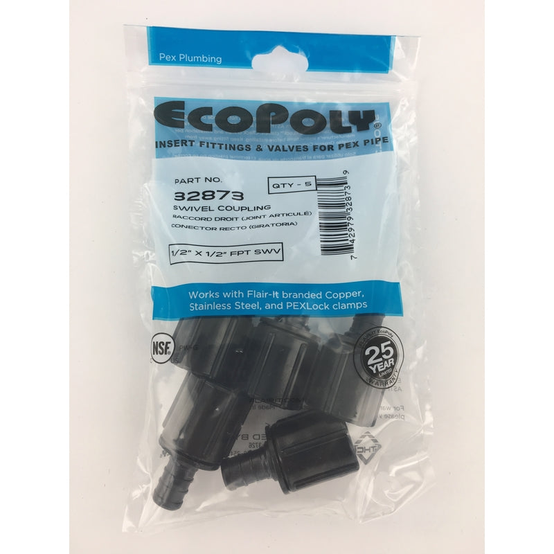 PEX SWVL COUP 1/2X1/2 5P