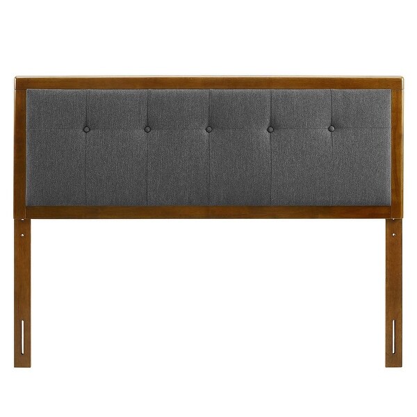 Marlin Traditional Charcoal Fabric Button Tufted Full Size Walnut Wooden Headboard - - 32157993