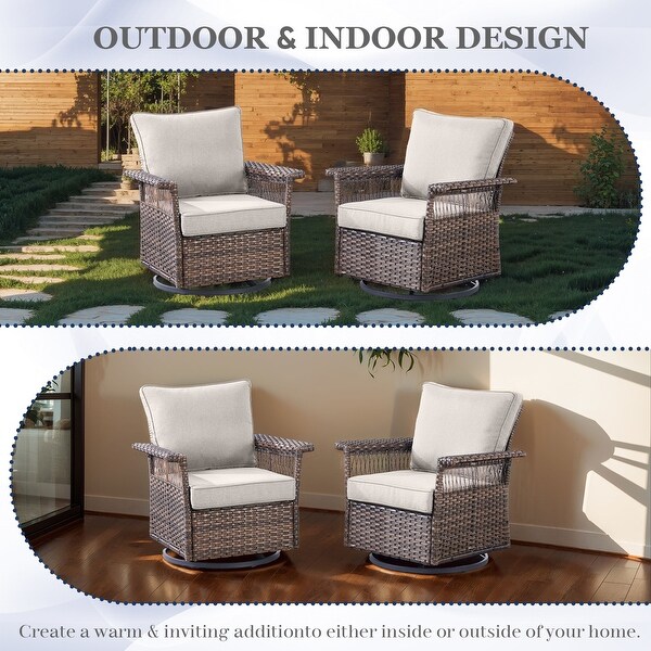 Patio Sofa Swivel Rocker Chairs，Ottoman and Table