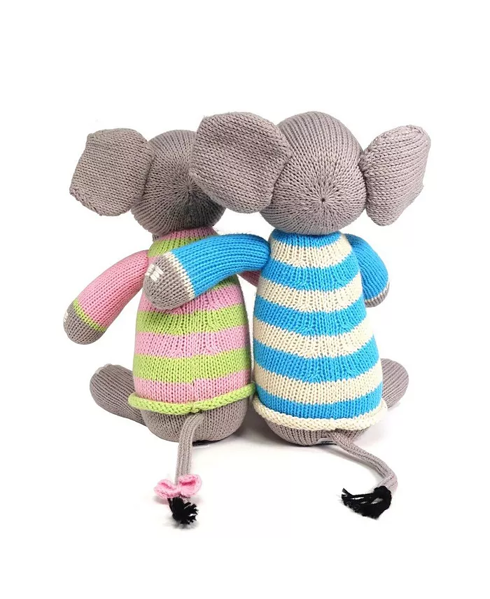 Melange Collection Elephant Plush Toy in Sweater Pink