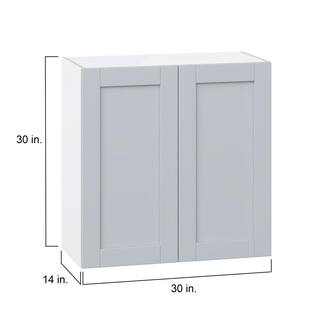 J COLLECTION Cumberland Light Gray Shaker Assembled Wall Kitchen Cabinet with Full Height Door (30 in. W x 30 in. H x 14 in. D) DSW3030-CL