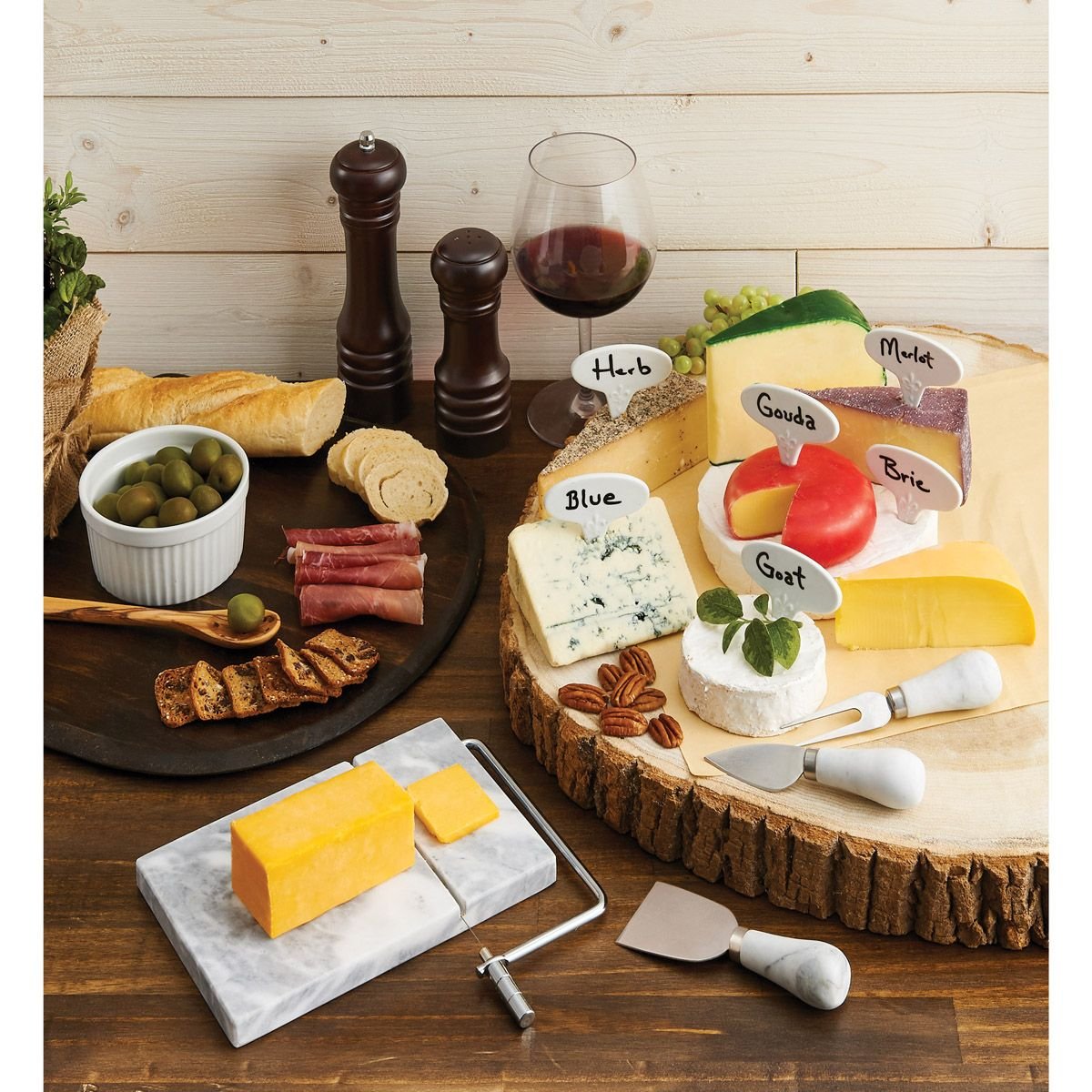 HIC 6pc Porcelain Cheese Marker Set with Writing Pen - Easily Mark Cheese Platters at Parties