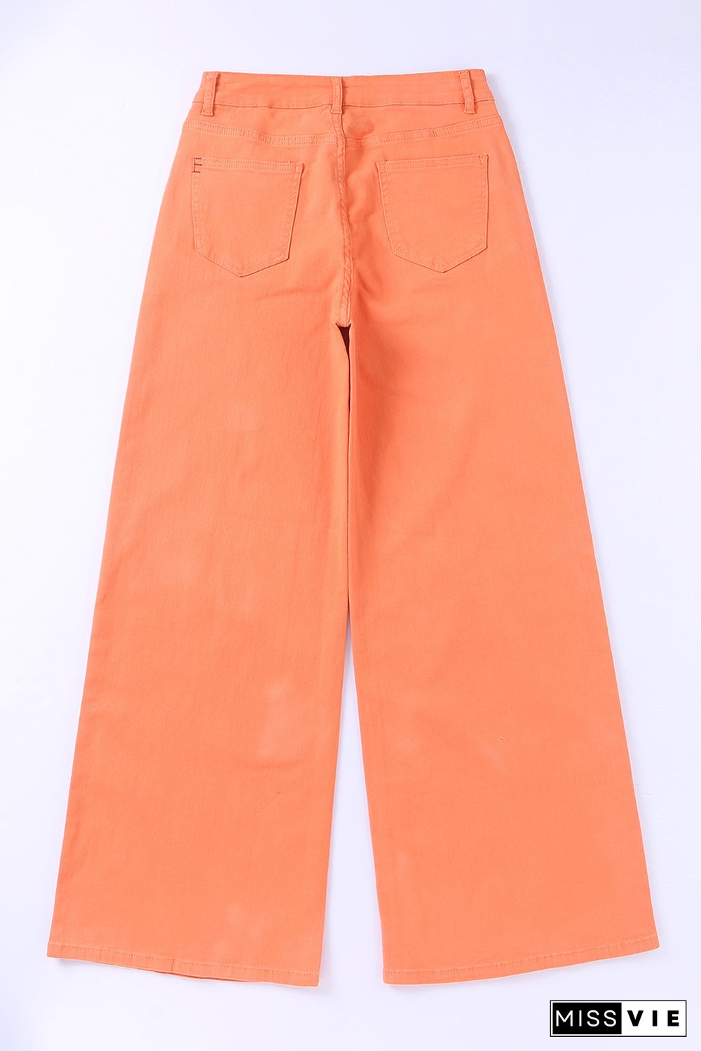 Orange Acid Wash High Waist Wide Leg Jeans