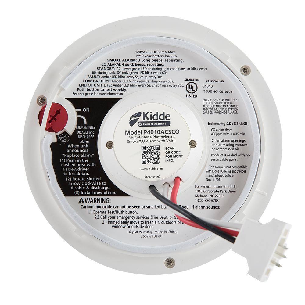 Kidde 10 Year Worry-Free Hardwired Combination Smoke and Carbon Monoxide Detector with Wire-Free Voice Interconnect 21028759