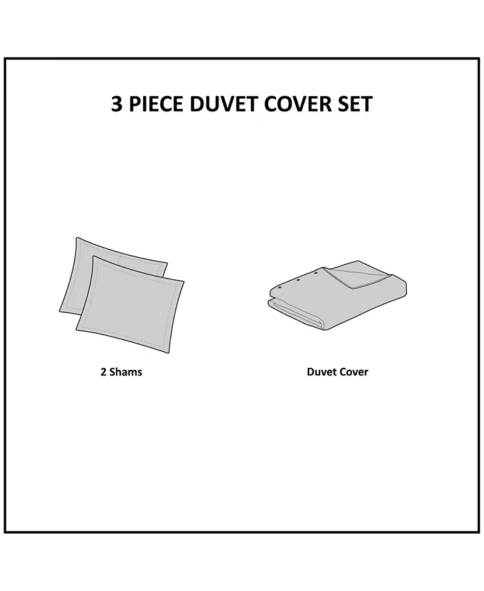 Clean Spaces Dover Oversized 3-Pc. Duvet Cover Set， Full Queen