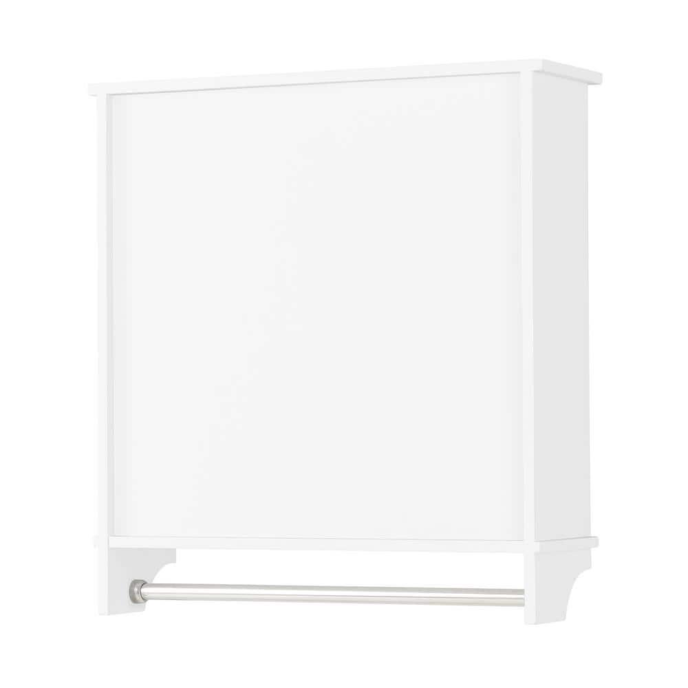 Alaterre Furniture Dover 27 in W Shelf Wall Cabinet with Towel Rod and 2 Doors in White