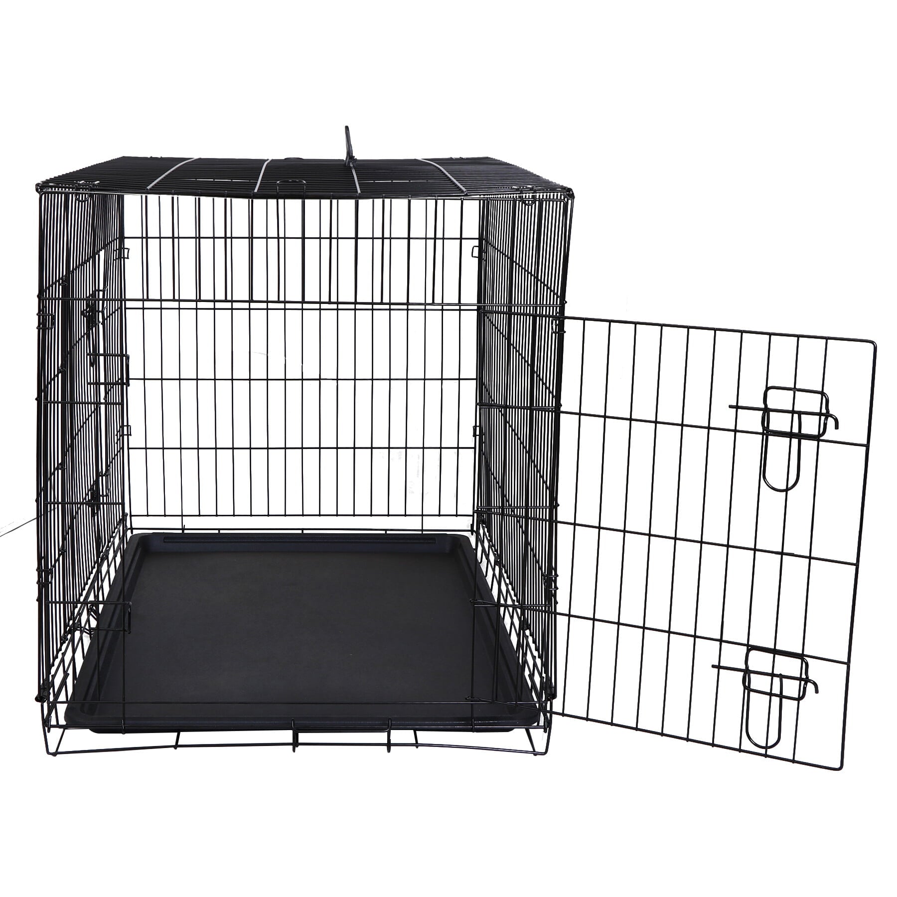 HomGarden 36’’ Foldable Dog Crate Kennel Double Door Steel Dog Cage， Black