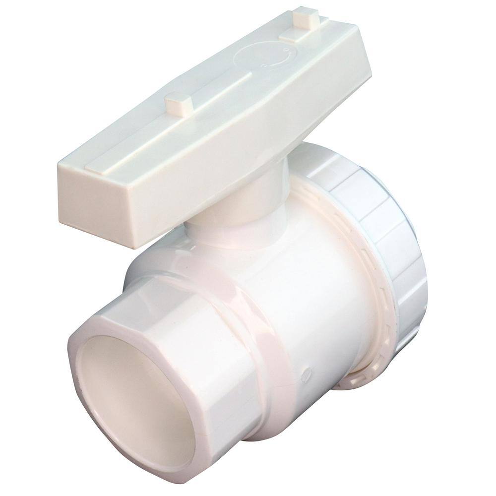 Everbilt 1-12 in. PVC Sch. 40 Single Union Slip x Slip Ball Valve PVCBV112SU