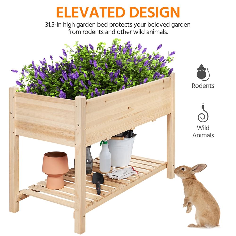 SmileMart 2 Tiers Wood Elevated Raised Garden Bed Planter Box for Vegetables Flowers Herbs Outdoor/Indoor