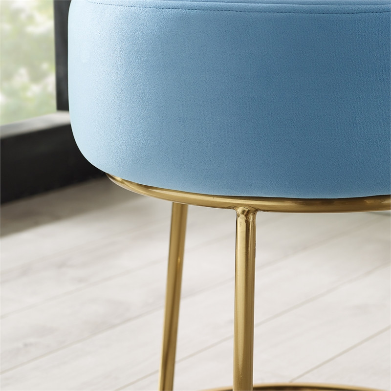 Riverbay Furniture Metal Accent Vanity Stool in Light Blue   Contemporary   Vanity Stools And Benches   by Homesquare  Houzz