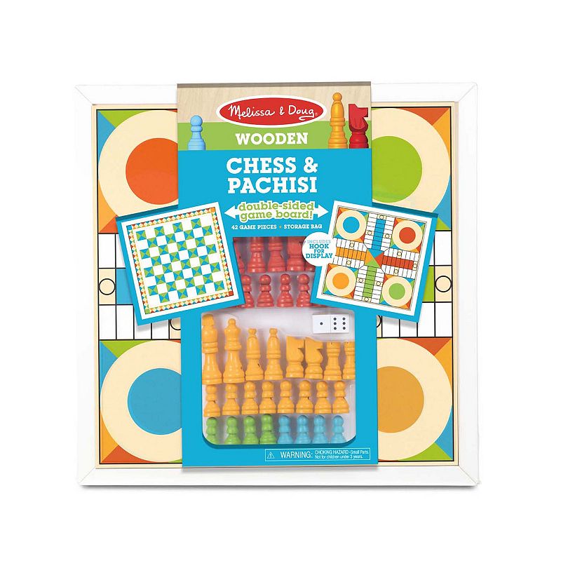 Melissa and Doug Double-Sided Wooden Chess and Pachisi Board Game