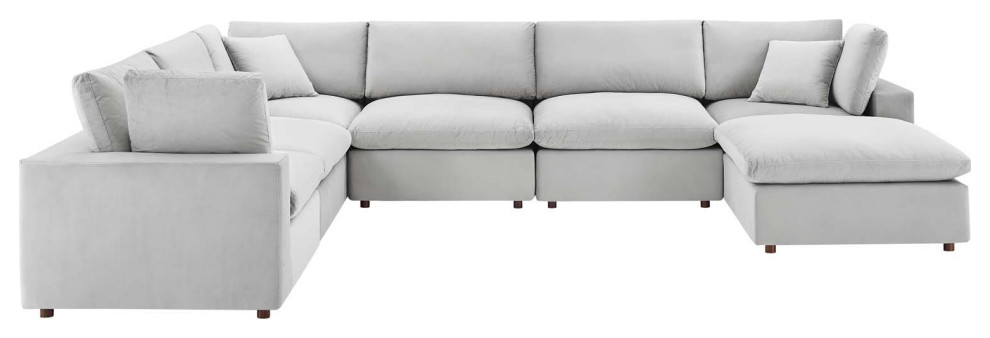 Commix Down Filled Overstuffed Performance Velvet 7 Piece Sectional   Transitional   Sectional Sofas   by PARMA HOME  Houzz