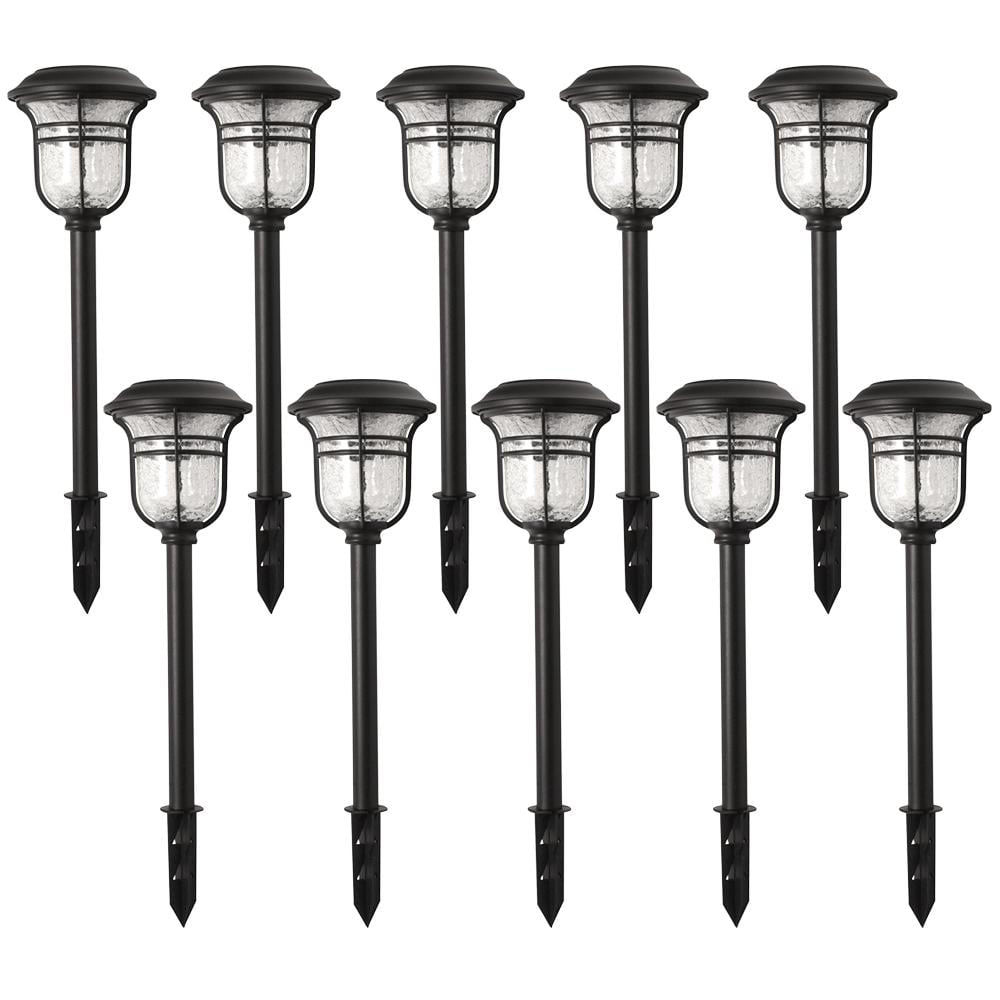 Solar Powered Black LED Outdoor Integrated 3000K Warm White Landscape Path Light (10-Pack)