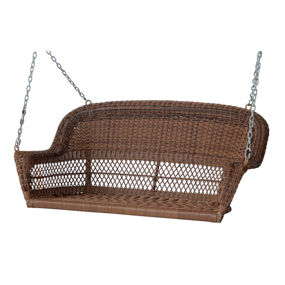 Jeco Honey Resin Wicker Porch Swing