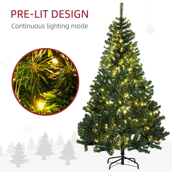 HOMCOM 6' Tall Prelit Christmas Tree Douglas Fir Artificial Christmas Tree with Realistic Branches，250 Warm White LED Lights