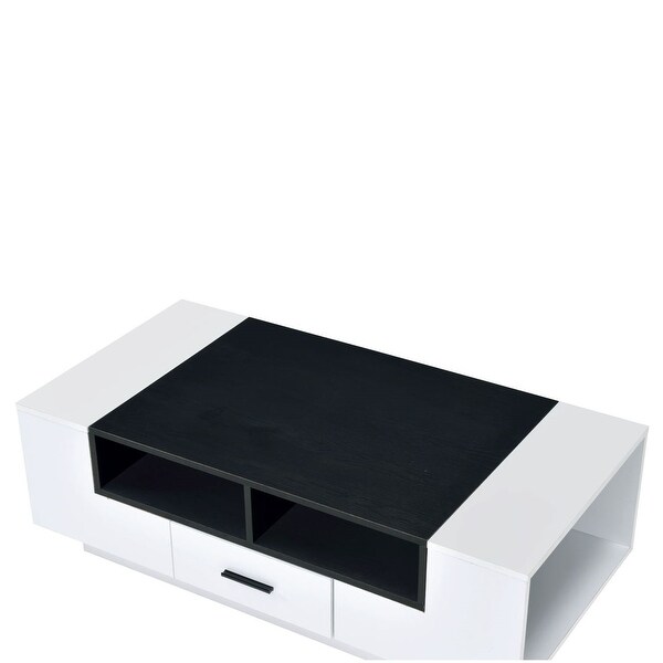 End Table Coffee Table Wooden Table for Living Room， White and Black