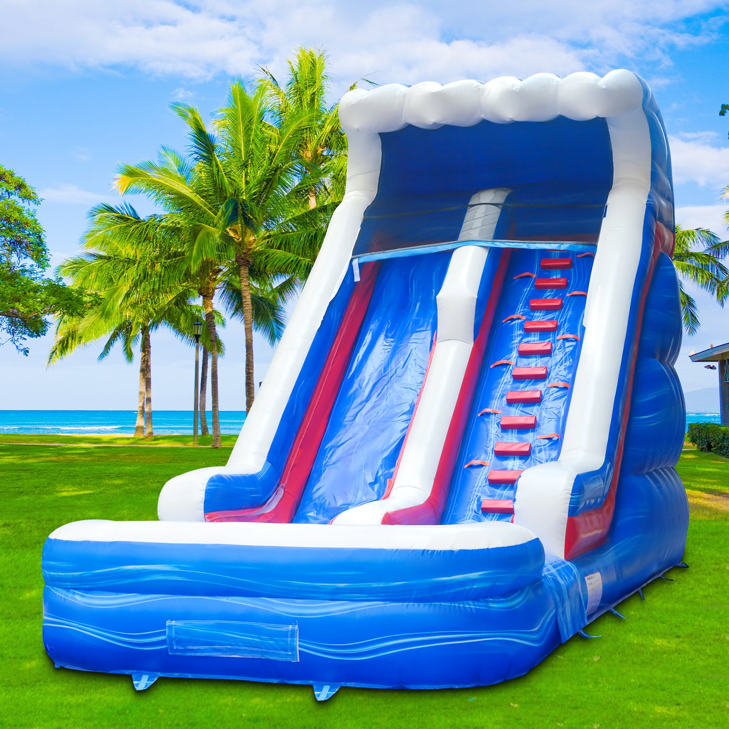 GOOSH 11' W x 25' D Inflatable Water Slide with Air Blower