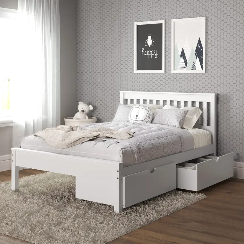 Contempo White Full Bed with Storage