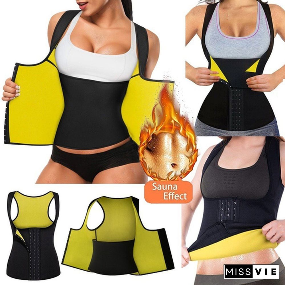 Women Sweat Vest Weight Loss Slimming Waist Trainer Corset Workout Body Shaper Compression Shirt Sport Tank Top