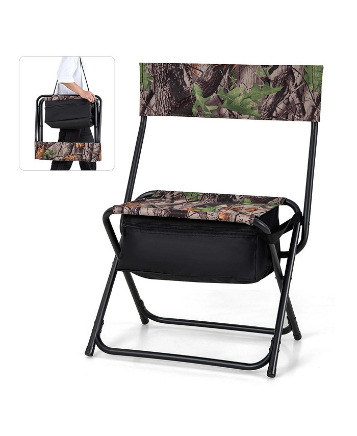 Costway Folding Hunting Chair Foldable Portable Fishing Stool with Storage Pocket