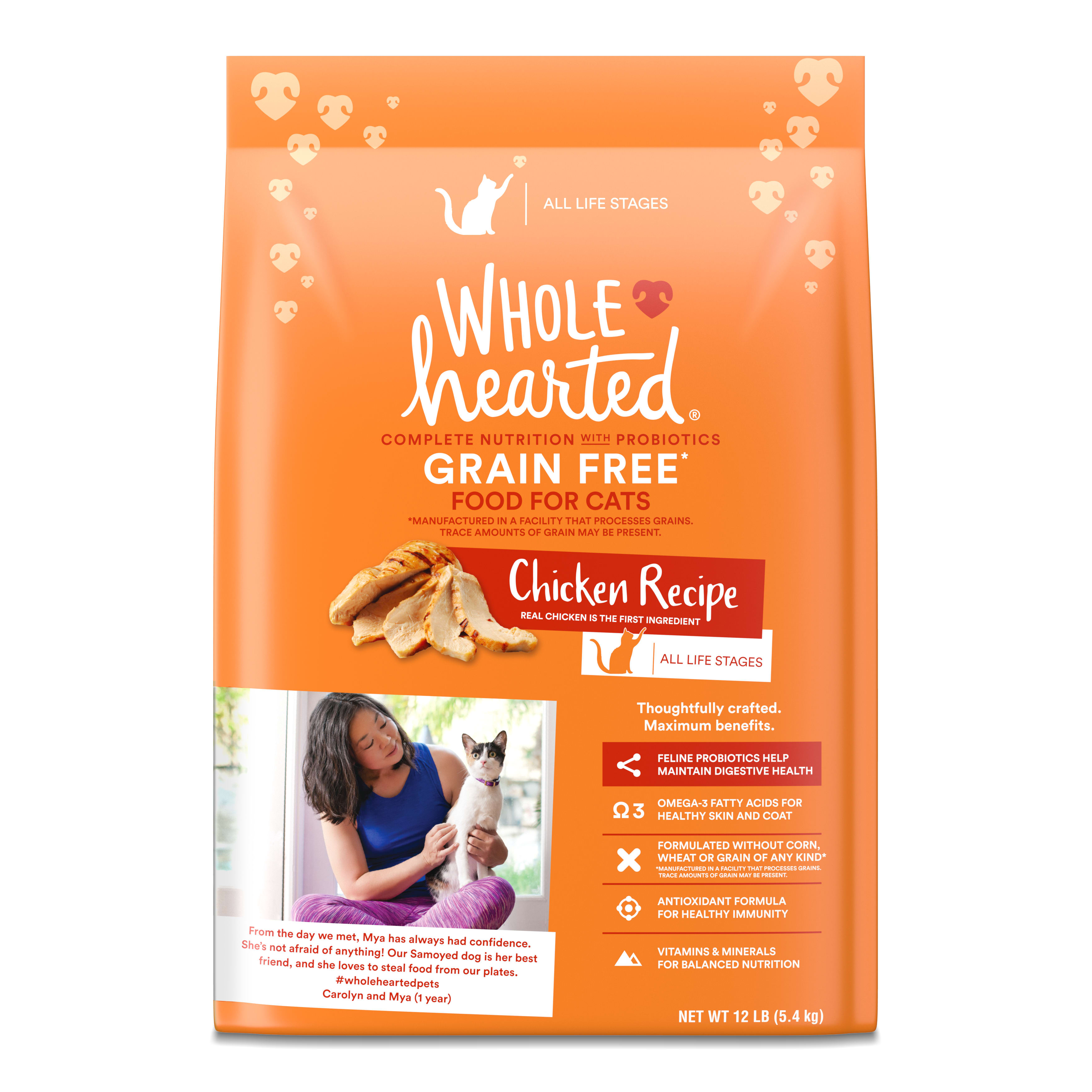 WholeHearted Grain Free Chicken Formula Dry Cat Food， 12 lbs.