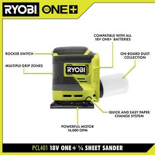 RYOBI ONE+ 18V Cordless 14 Sheet Sander (Tool Only) PCL401B