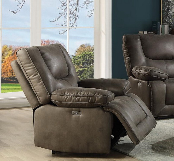 Acme Harumi Loveseat (Power Motion)  Gray Leather ...