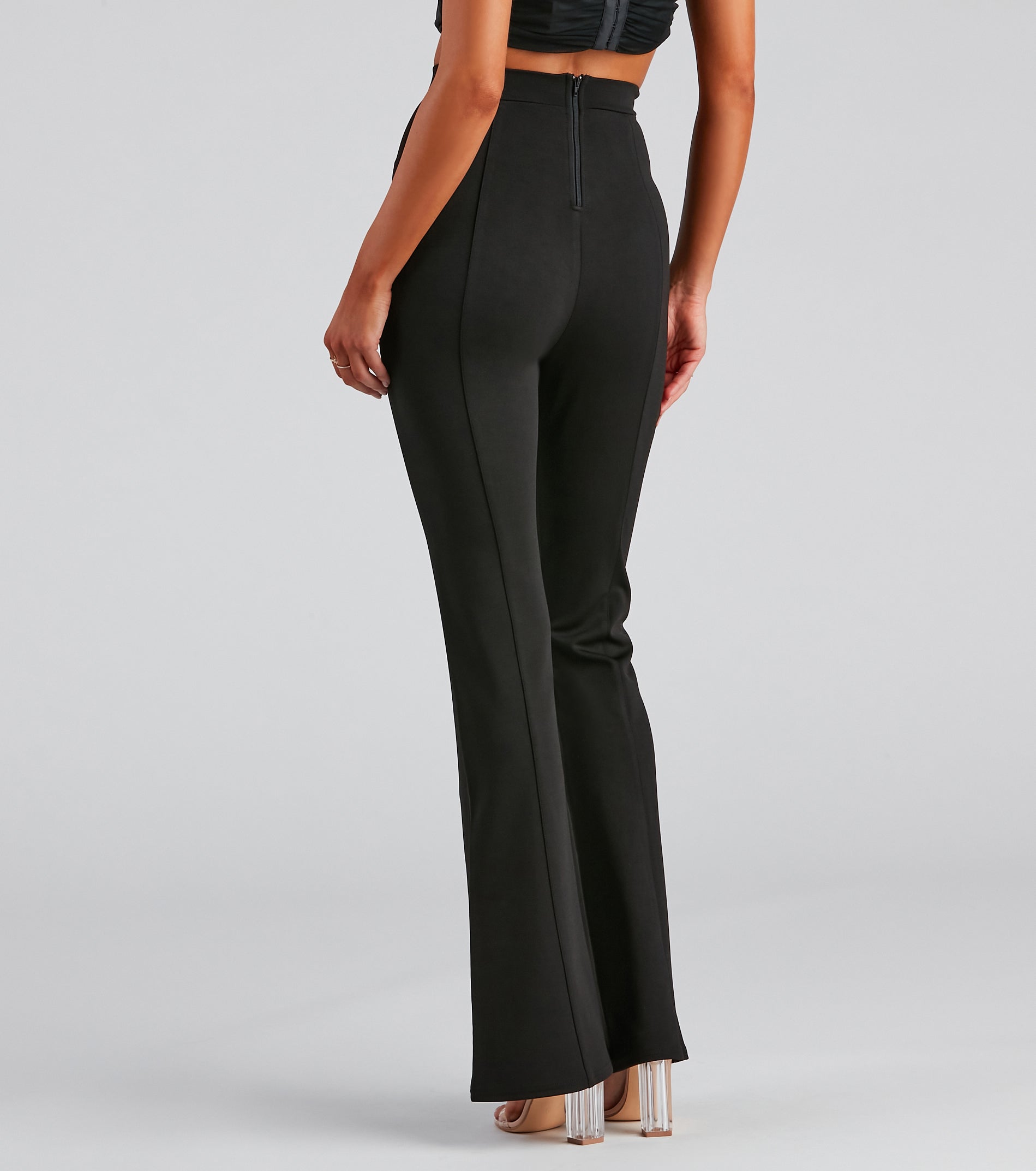 High Waist Flared Ponte Pants