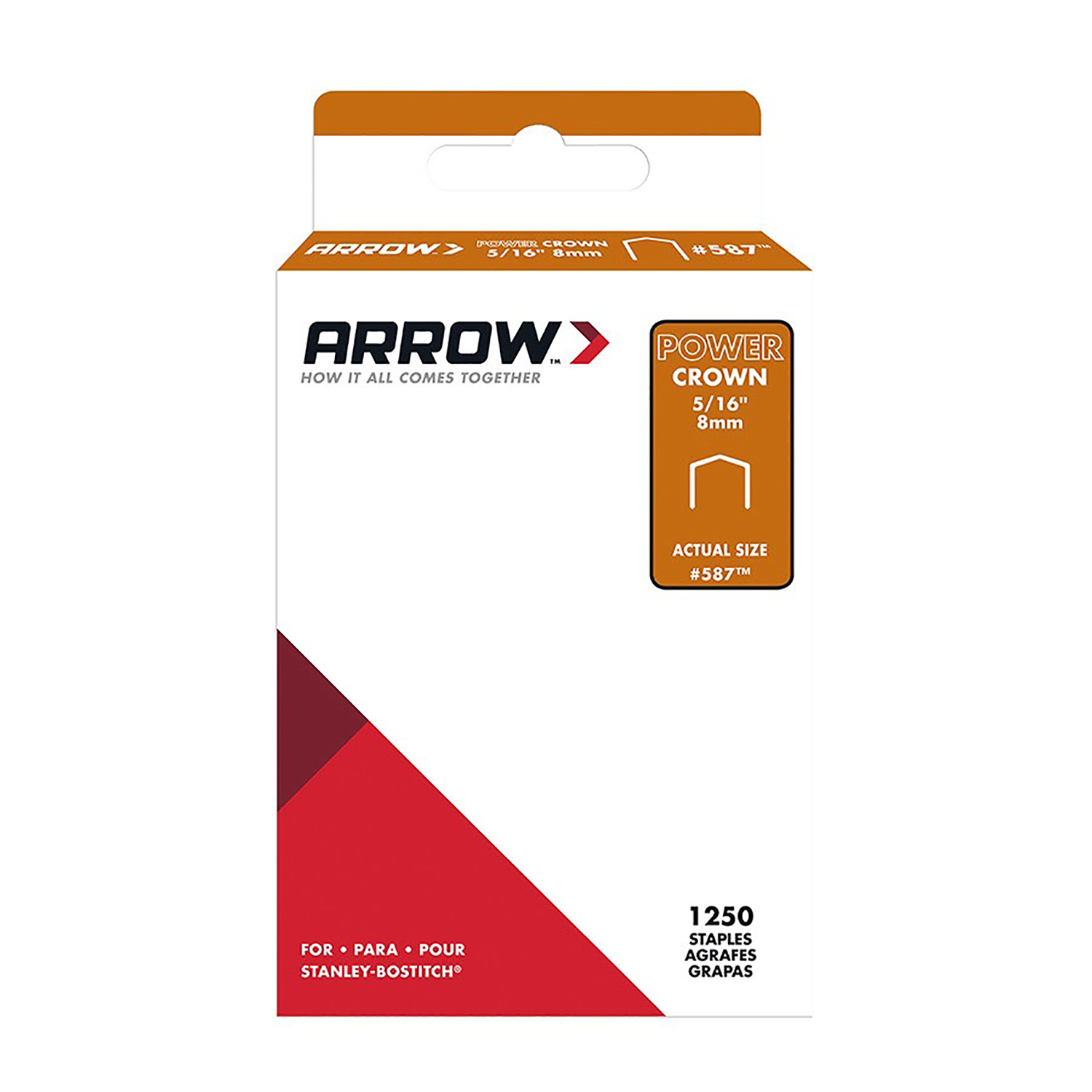 Arrow #587 3/8 in. W X 5/16 in. L 18 Ga. Power Crown Standard Staples 1250 pk