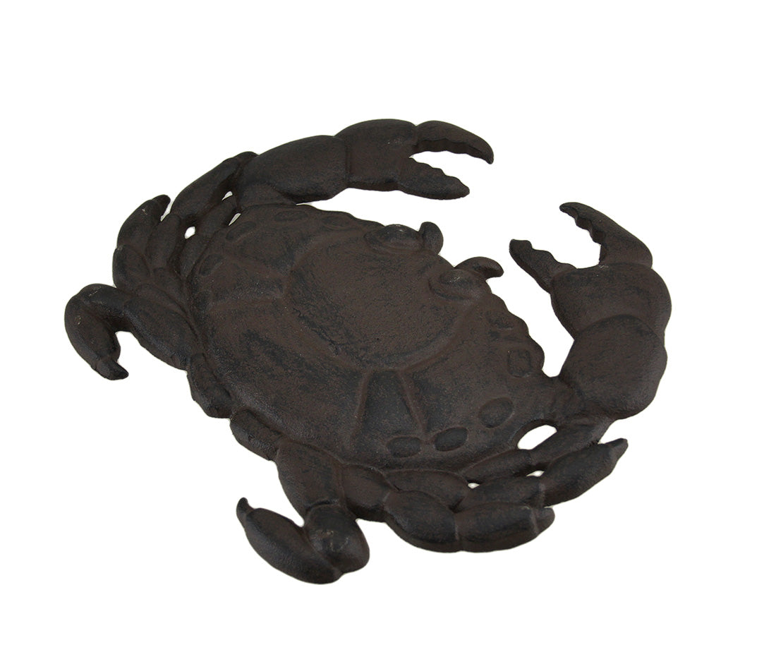 Zeckos Set of 3 Cast Iron Crab Rustic Brown Stepping Stones