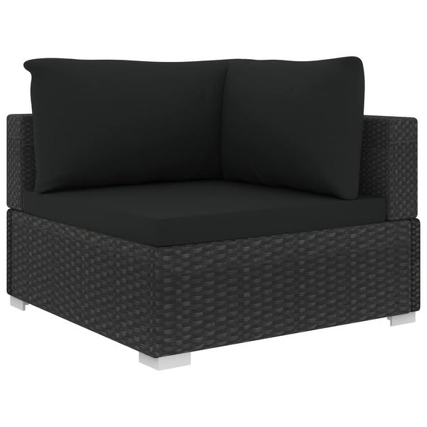 13 Piece Patio Lounge Set with Cushions Poly Rattan Black - Overstock - 36363461