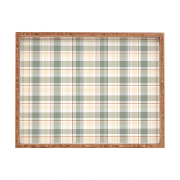 Lisa Argyropoulos Light Cottage Plaid Rectangular Bamboo Tray Deny Designs