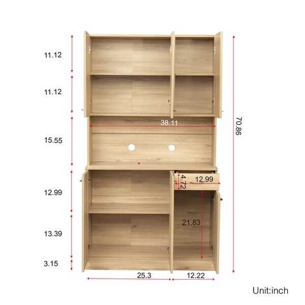 Wood Open Wardrobe with 1 Drawers， Large Storage Space - - 37938205