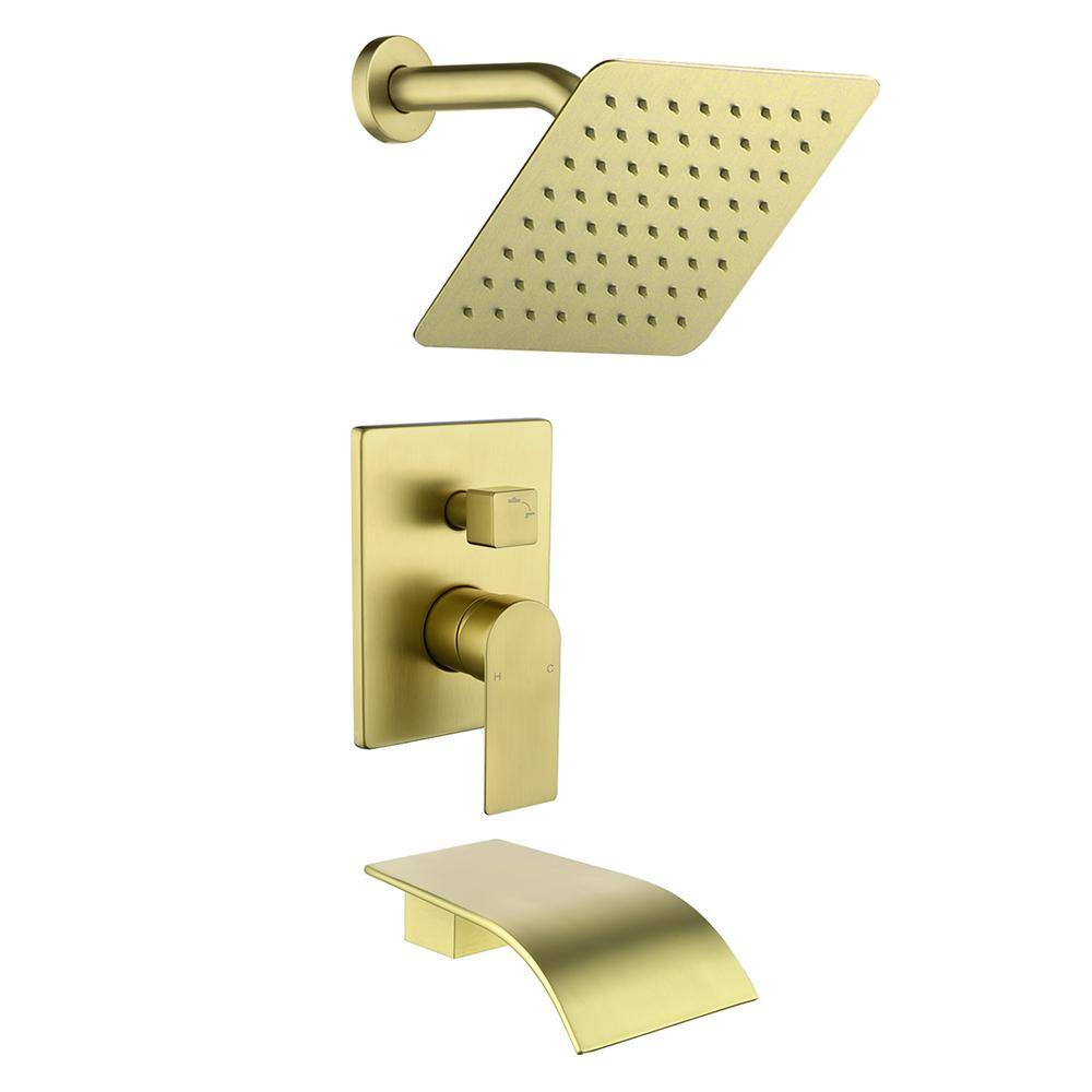 Nestfair Single-Handle 1-Spray Tub and Shower Faucet in Brushed Gold (Valve Included) SMD011G