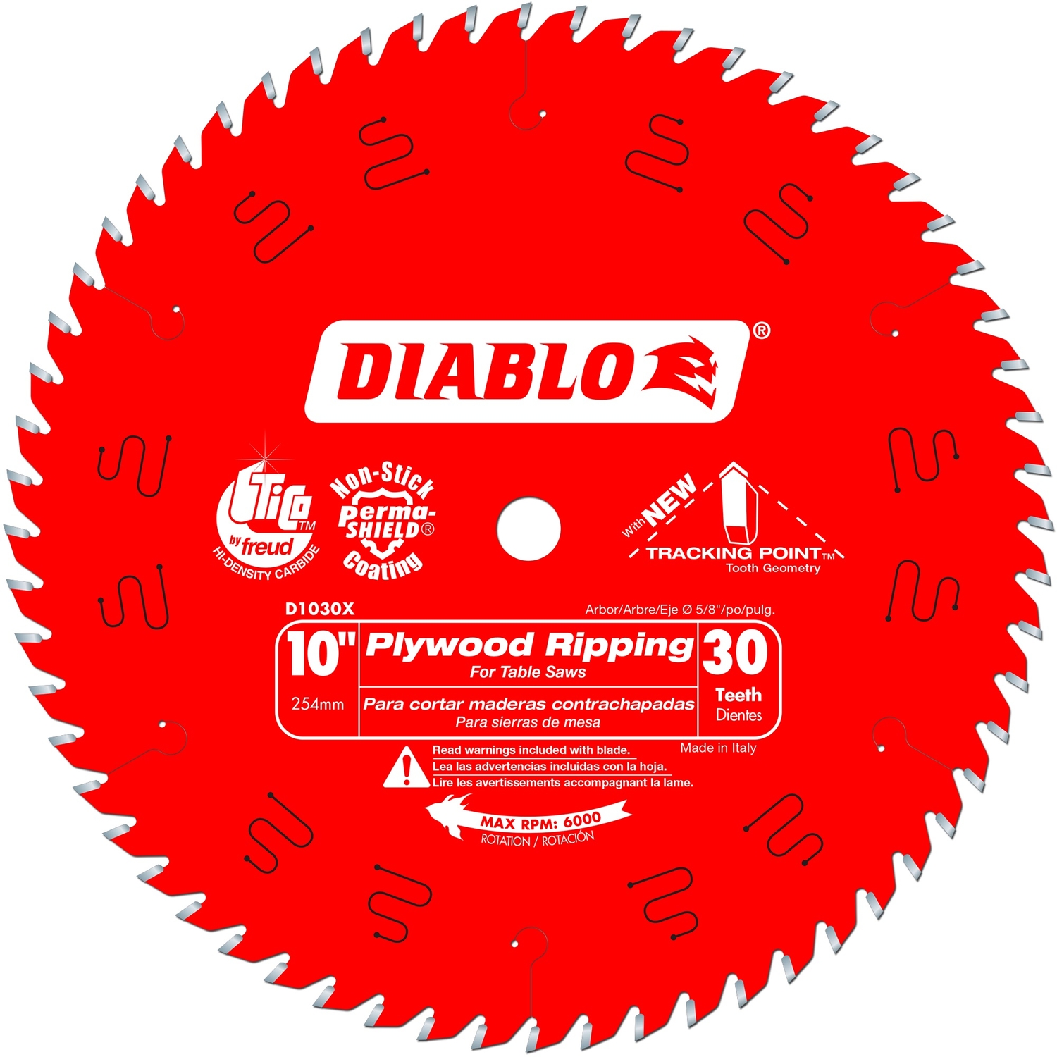 Diablo 10 in. D X 5/8 in. Plywood Ripping TiCo Hi-Density Carbide Ripsaw Blade 30 teeth 1 pc