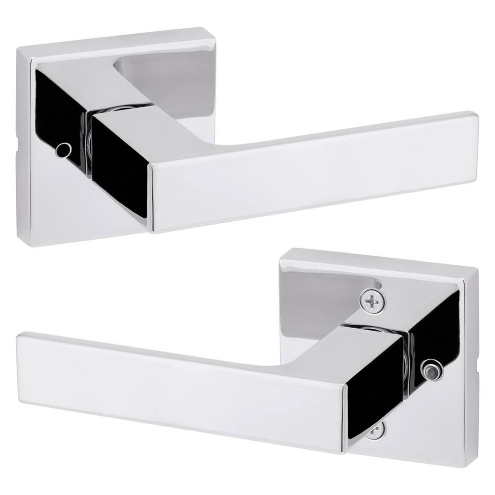 Kwikset Singapore Square Polished Chrome BedBath Door Handle with Lock 730SAL26SQ6ALRC