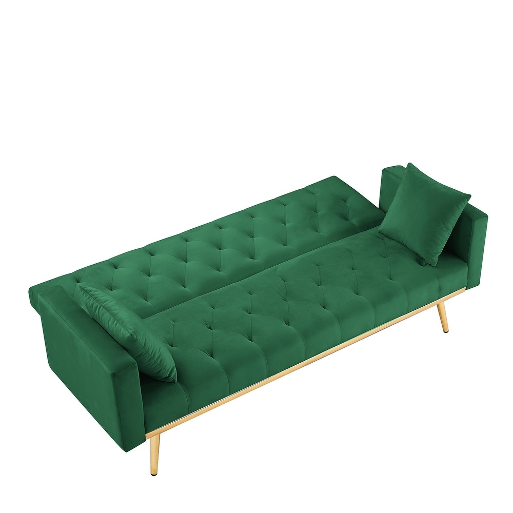 Folding Futon Sofa Bed  Velvet Sleeper Sofa for Compact Living Space