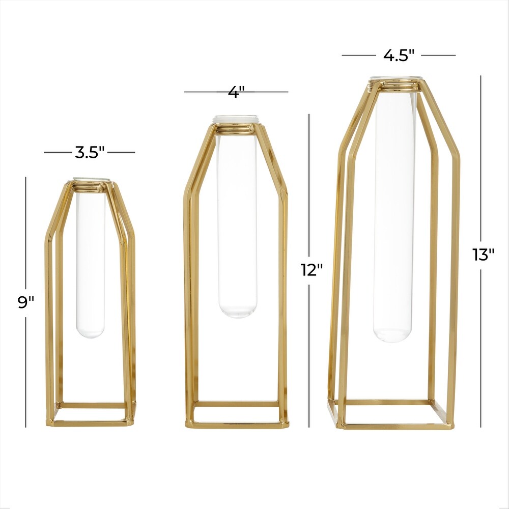 CosmoLiving by Cosmopolitan Gold Stainless Steel Test Tube Vase (Set of 3)