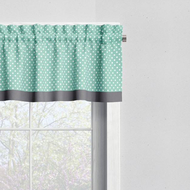 Bacati Pin Dots Mint gray Window Valance