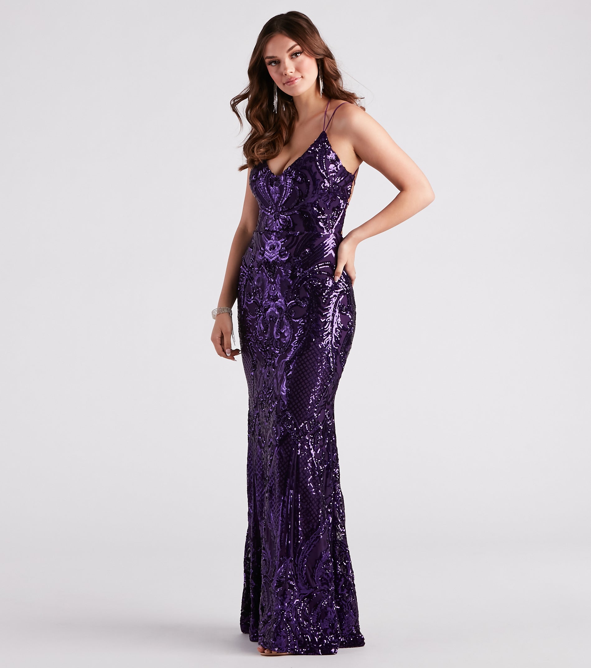 Tabetha Formal Sequin Strappy Mermaid Dress