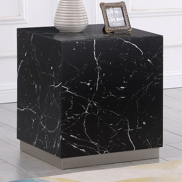 Best Master Furniture Bennacio Faux Marble Square End Table