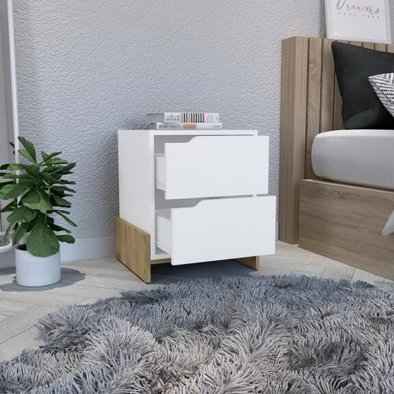 DEPOT E SHOP Haines Nightstand with 2 Drawers  End...