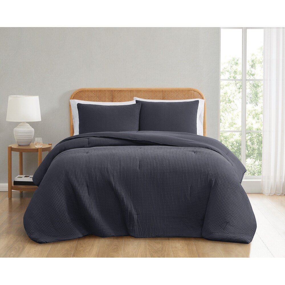 Truly Soft Textured Waffle Comforter Set