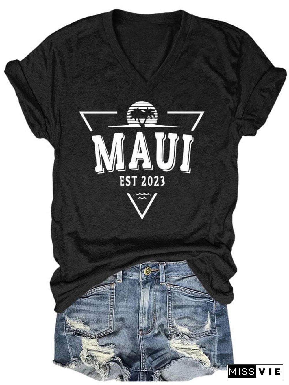 Women's Casual Maui Est 203 Print Short Sleeve T-Shirt