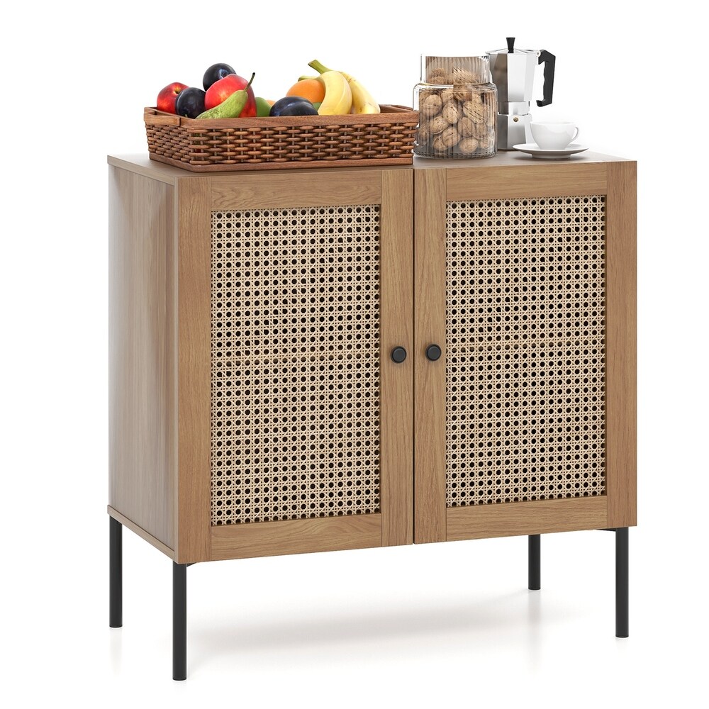 Costway Rattan Buffet Sideboard Cabinet Cupboard w/ Adjustable Shelf   See Details