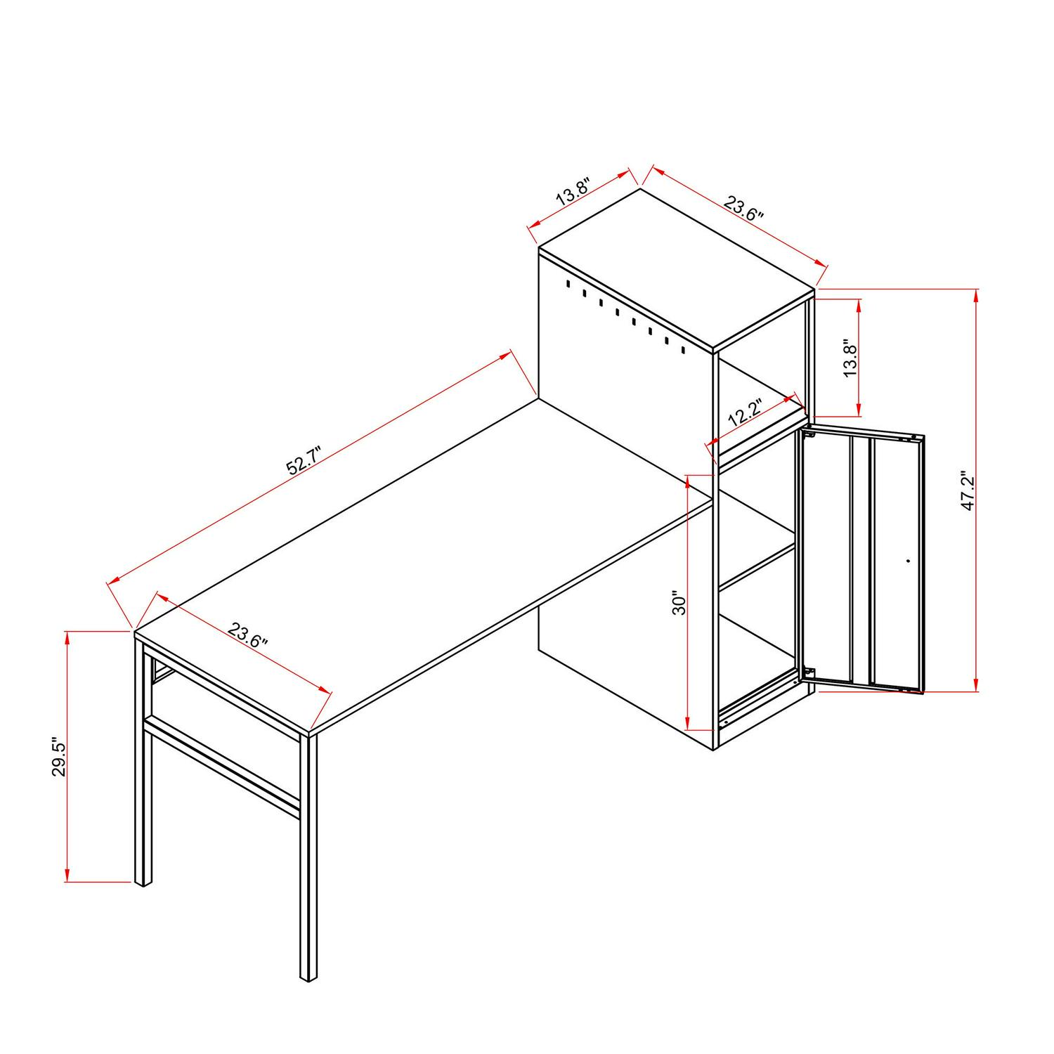 Anysun Home Office Computer Desk with Drawers  White Metal