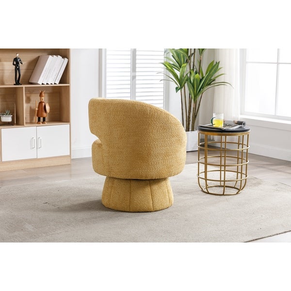 360 Degree Swivel Barrel Accent Chair， Unique Design Chenille Chair， Lazy Single Sofa for Living Room