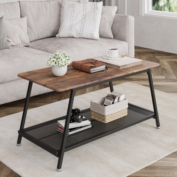 Coffee Table Industrial Center Table with adjustable feet，L39.3*W19.6*H18.1