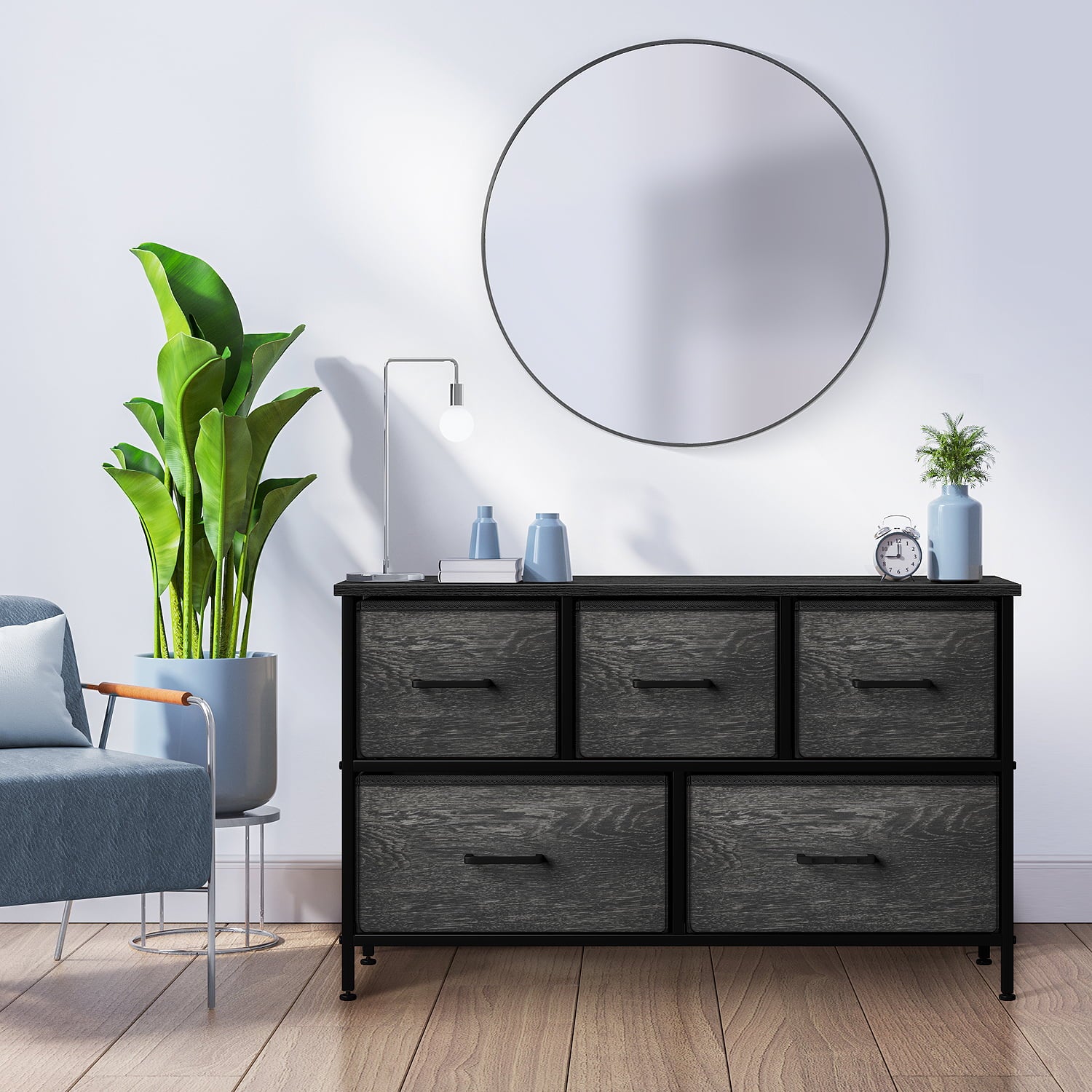 Sorbus TV Stand Dresser - Fabric TV Riser with Drawers - Great for Bedroom & Living Room Storage, Portable Horizontal Chest of Drawers with Cloth Cube Drawers, Wide & Slim Entertainment Center Table