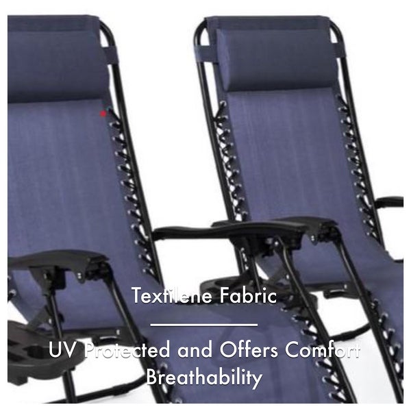 Zero Gravity Recliner / Lounger and Cup Holder in Indigo Blue Mesh 2Pk.